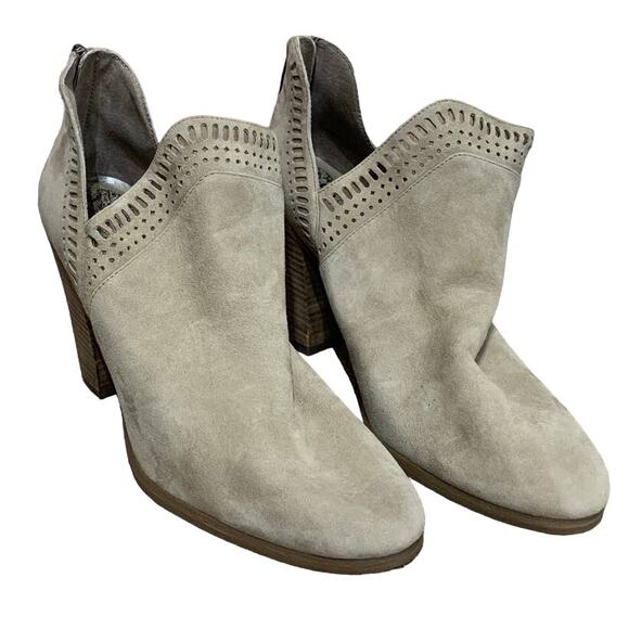 Vince Camuto Fileana US 10 Genuine Leather Suede Back Zip Booties 4" Heels Boots - Picture 1 of 8